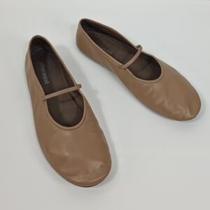 Jeffrey Campbell Dancerina Ballet Flats Tan Leather Mary Jane Shoes Size 9